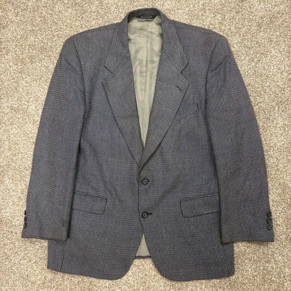 Vintage 80s Christian Dior Monsieur Single-Breasted Houndstooth Sport Coat 42R